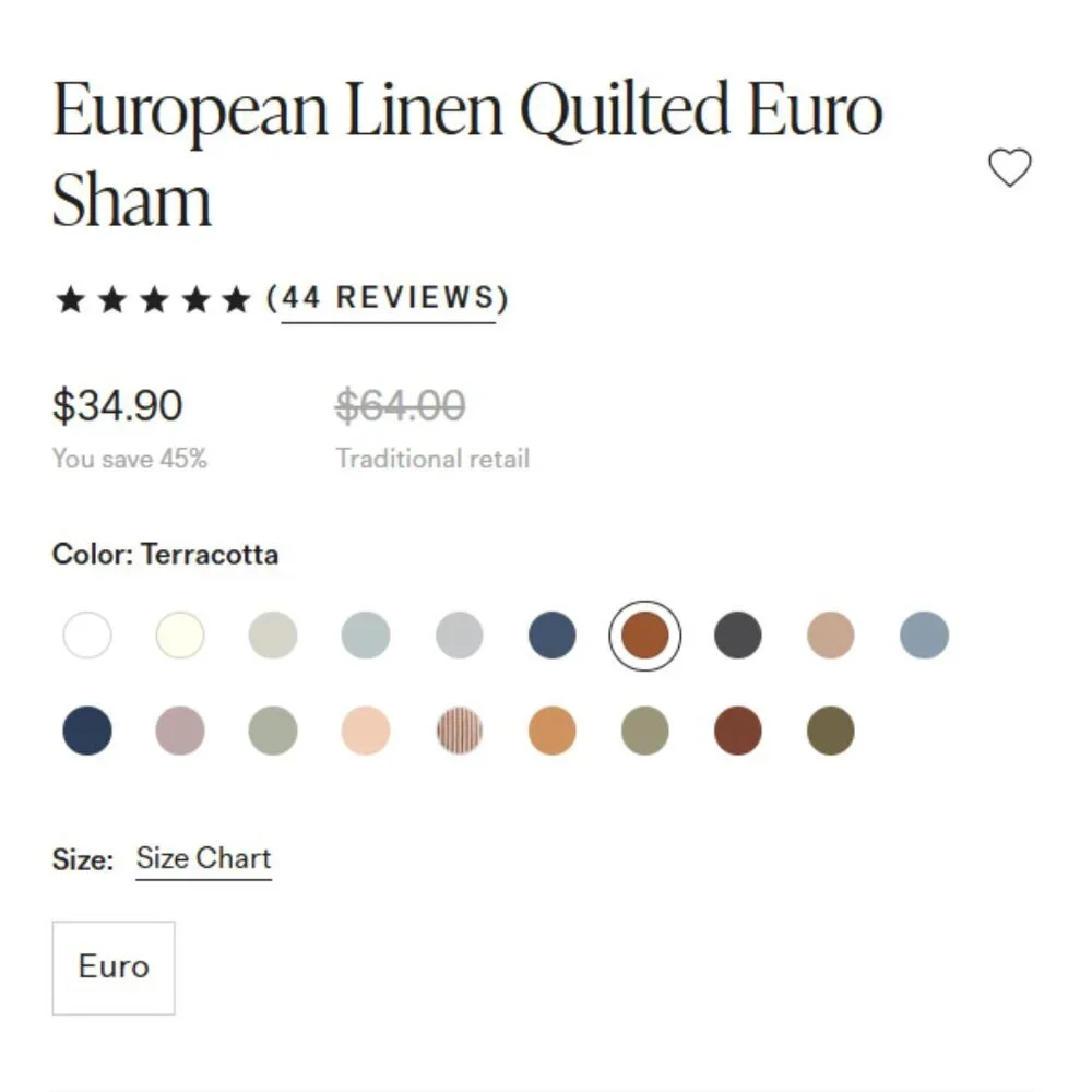 NWOT QUINCE Belgian European Linen Quilted Euro Sham Terracotta OEKO-TEX (Q6/Q7) - Picture 3 of 7